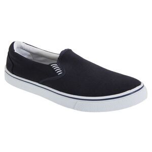 Dek Mens Gusset Casual Canvas Yachting Shoes / Navy Blue
